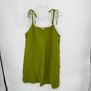 menique Liv 100% linen tie shoulder slip dress sz XL